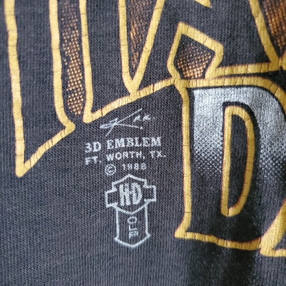 Vintage 3D Emblem Harley-Davidson T-shirt 1988 Double Dide Eagle Flag Truckers - Picture 6 of 15